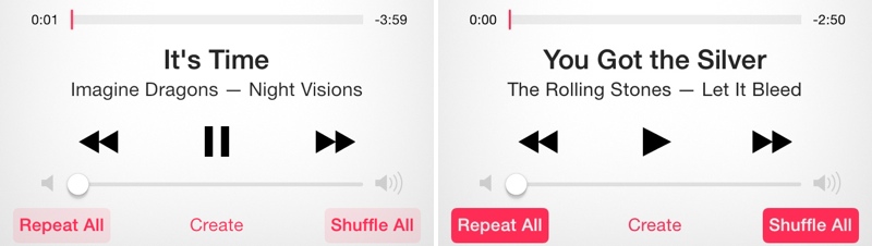 على اليمين iOS 7.1 على اليسار iOS 7